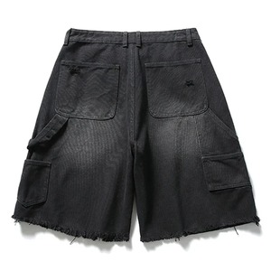 High Street Hommes D'été Vintage Denim Jean Shorts Respirant Lâche Travail Shorts avec Motif Solide Style Décontracté - Product Image 4