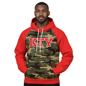 Sudadera con Capucha KAP Camo Roja con Mangas Raglán, Mezcla de Algodón, Ropa de Fraternidad Griega, Personalizada Divine Nine HBCU, Ropa Urbana Griega - Product Image 1