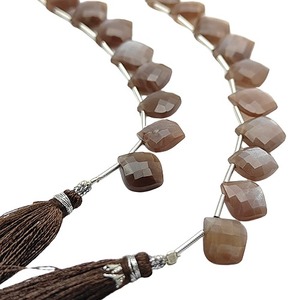 Chocolat Moonstone Briolette Perles Coussin Forme 8 Pouces Lâche Gemme À Facettes Brin Pour Collier Faire Des Résultats Fournitures - Product Image 6