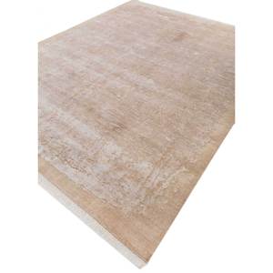 Alfombra Rectangular Kavi Ivory de Lana y Seda de Bambú Anudada a Mano, Modelo Hidden Esk-1541 con Patrón Abstracto de 10mm para Sala de Estar y Dormitorio - Product Image 1