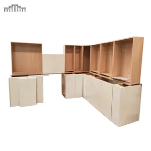 Vietnam Manufacturer Wholesale Melamine PET Board MDF Slab Door Flat Panel Kitchen Cabinets For Apartment Building Project