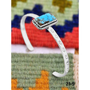 Southwest Handmade No.8 Turquoise & Sterling <b>Silver</b> <b>Cuff</b> <b>Bracelet</b> Cultural Collectible Jewelry - Product Image 2