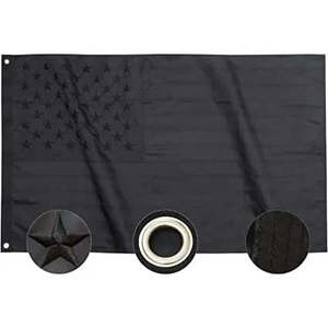 12x18 Inch Black American <b>Flag</b> All-Black Boat US <b>Flag</b> with Embroidered Stars Heavy Duty High Wind Durable Sewn Stripes - Product Image 6