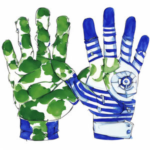 Gants de football américain en cuir véritable, doigts entiers, respirants, antidérapants, imperméables, bracelet de poignet réglable - Product Image 4