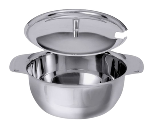 Casserole ronde élégante en acier inoxydable, design martelé, service en métal durable pour chaque occasion, matériau en verre parfait - Product Image 2