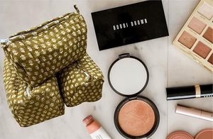 Handblock Cotton Eco-Friendly Vintage Travel Case Cosmetic Pouch Set 3 Waterproof Machine Washable Green <b>Storage</b> <b>Bags</b> Makeup - Product Image 5