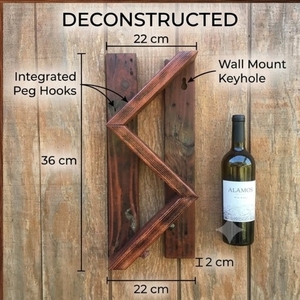 Rustic Wood <b>Wall</b> Mounted Wine Rack Double Tier <b>Storage</b> Holder For Bottles - Product Image 4