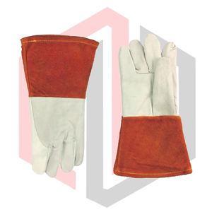 ถุงมือหนังทนความร้อน ทนไฟ ป้องกันไฟฟ้าสถิต สำหรับงานเชื่อม งานปิ้งย่าง งานบาร์บีคิว งานเตาผิง  ขนาด 11 ออนซ์ 14 นิ้ว - Product Image 4