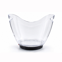 Seau à glace en plastique transparent avec logo personnalisé, avec couvercle et poignées, grand modèle 8L, durable, léger, refroidisseur à vin et à bière pour les fêtes, la maison et l'extérieur