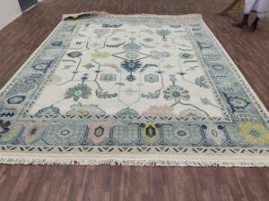 Tapis persan très exigeant Tapis coupé 8x10 & 10x14 pi. Ensemble de tapis noués à la main en laine beige verte faite à la main - Product Image 4