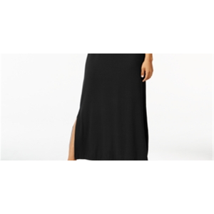 Robe longue noire Style Co pour femme, col rond, grande taille, silhouette fourreau, taille naturelle, en jersey avec fente - Product Image 3