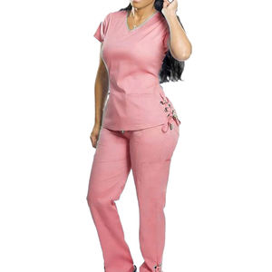 Conjuntos de Uniformes Médicos de Poliéster y Spandex Estilo Scrubs para Mujer, Pantalones Jogger de Colores, Chaqueta de Enfermería - Product Image 5