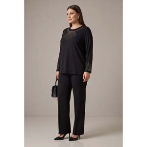 Suéter de punto islámico de talla grande, color negro - Product Image 4
