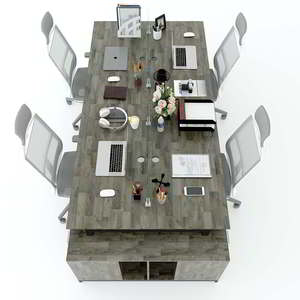 Mesa de Centro Contemporánea de 4 Patas con Gabinete 120x300cm, Fabricada en Madera de Caucho PLY, Patas de Montaje HBPL022 para Muebles de Oficina - Product Image 3