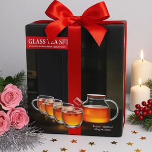 Service à thé en verre borosilicate CnGlass, résistant à la chaleur, compatible avec les plaques de cuisson, 5 pièces, théière en verre avec ensemble de tasses à thé - Product Image 6