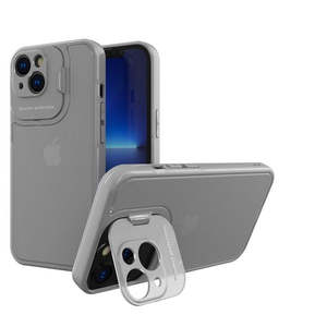 เคสพรีเมียมสำหรับ iPhone 13 6.1 และ iPhone 14 6.1 พร้อมฝาปิดกล้องและขาตั้งแบบโปร่งแสง - Product Image 1