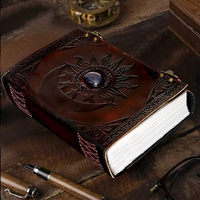 Magnifique carnet en cuir bleu avec motif soleil et lune en relief, 500 pages, carnet de croquis, organisateur, artisanat fait main du Rajasthan
