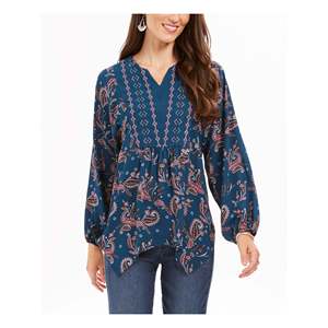 Style & Co Top da donna a maniche lunghe con scollo a V, stile bohémien, color verde acqua, taglia grande - Product Image 1