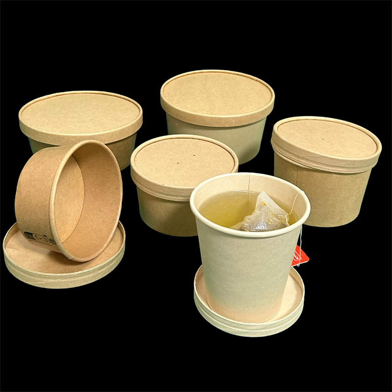 Eco friendly pla biodegradable paper ice cream packaging 8OZ 12OZ 16OZ coffee cup soup bowl disposable paper plates & bowls