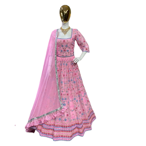 Lehenga de Diseñador Indio Listo para Usar, con Bordado de Lentejuelas en Georgette y Dupatta, para Bodas, Fiestas, Estilo Bollywood para Mujer - Product Image 1