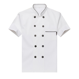 OEM Factory Supply Unisex Short Sleeve Chef Coat High Quality Kitchen Workwear Uniform Custom Logo 65% Polyester 35% Cotton - Product Image 3