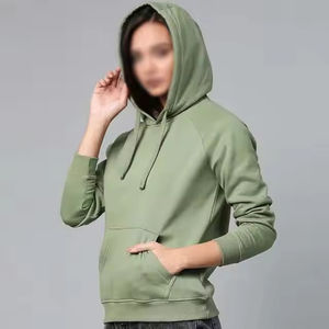 Jersey completo de color sólido con capucha para mujer, ropa de calle transpirable de algodón 100%, venta al por mayor - Product Image 2