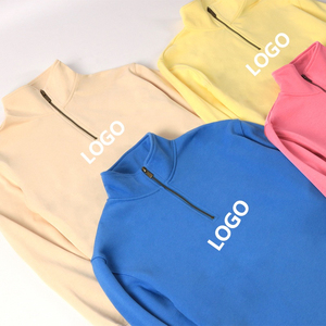 Sudaderas de lana de invierno con media cremallera para hombre con logotipo personalizado OEM, Jersey grueso con capucha, chaquetas de exterior con media cremallera - Product Image 2