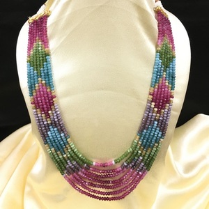 สร้อยคอลูกปัด7เส้นสำหรับผู้หญิงและเด็กผู้หญิง, สร้อยคอพลอยสามสี - Product Image 1