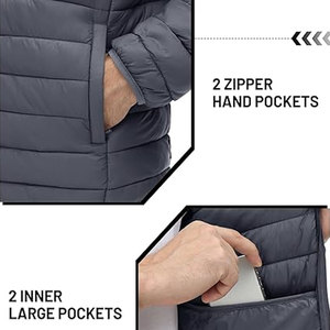 Chaqueta Acolchada Ligera Personalizada para Hombre, Corte Holgado, Resistente al Agua, Abrigo Acolchado, Aislamiento Térmico, Fabricante OEM, Proveedor Mayorista - Product Image 4