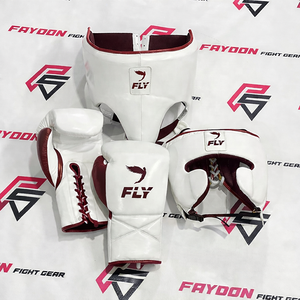 Guantes de Boxeo de Cuero de Alta Calidad, Color Blanco y Naranja, Marca Fly Pro, para Sparring y Entrenamiento, con Cordones - Product Image 4