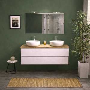 Mueble de Baño 120 cm Roble Blanco con Iluminación 2V 2 Lámparas Diseño Italiano Koricini - Product Image 1