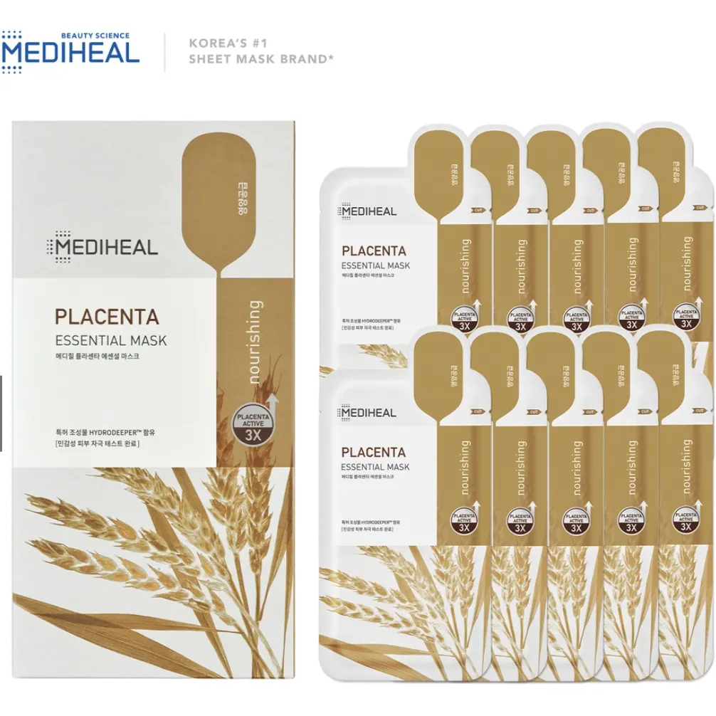 Maschera essenziale di Placenta nuova MEDIHEAL-[scatola-10 fogli |