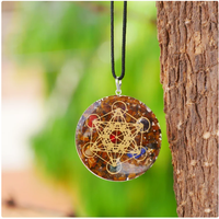 Collier PENDANT METATRON fait à la main, cube de Metatron, chakra, pendentif en orgone