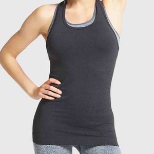 Camisetas sin mangas de entrenamiento para mujer OEM transpirables de punto Spandex secado rápido de algodón sin mangas sólido informal ecológico - Product Image 1