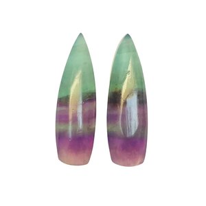 Multi Fluorite Lisse Long Trillion Forme Gemme Loose Matched Pair Stones pour la fabrication de bijoux DIY Designer Crafts - Product Image 3