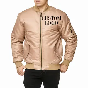 Hot Selling Brown Color Bomber Jackets For Men's Zipper Up Made In Nylon Polyester With Customized design & Brand custom lgo