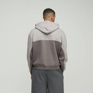 Bloc de couleur goutte épaule Boxy panneau grande taille fermeture éclair sweats à capuche blanc surdimensionné haute qualité personnalisé coton mélangé sweats à capuche - Product Image 5