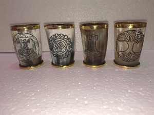 Design antique corne naturelle verre court fabriqué à la main sculpté ours corne à boire tasse qualité d'exportation de l'inde - Product Image 3