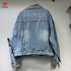 Chaqueta con diamantes de imitación para mujer, novedad en chaqueta vaquera, chaqueta vaquera de alta calidad para mujer - Product Image 2