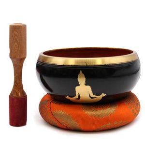 Cuenco de Metal moderno de ayuda holística, mazo de madera, cuenco de canto tibetano antiguo, escultura de China pulida para meditación - Product Image 3