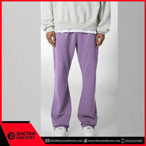 High Quality Men's Streetwear Flare Sweatpants Jogger Lightweight Cotton <b>Elastic</b> <b>Waistband</b> Stacked Design - Product Image 2