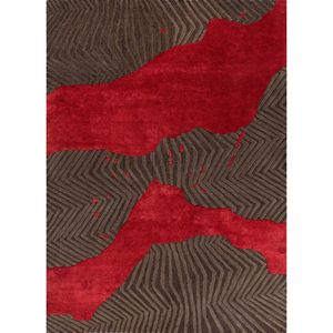 พรมขนสัตว์ผสมวิสโคสสีเบจน้ำตาล ทอมือลายAbstract สำหรับห้องนั่งเล่น ห้องโถง รูปทรงสี่เหลี่ยมผืนผ้า สำหรับวางข้างเตียง ใช้ในบ้าน - Product Image 1