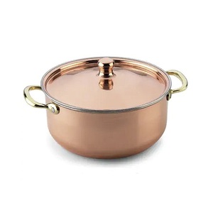 Newest Design Copper Cooking Pot With Lid And Brass Handle Superior Quality Customized Size Food Storage Pot - Product Image 2