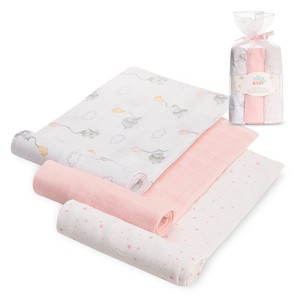 SWADDLES 80x80 Paquete de 3 Mod. Mantas Verdes con Estampado de Elefantes Estrellas - Product Image 1