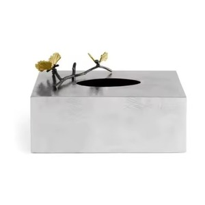 Boîte à mouchoirs en bois moderne, rectangulaire, blanche, avec couvercle en bambou naturel, distributeur de serviettes élégant pour la décoration de la maison - Product Image 4