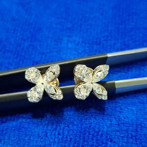 14K <b>Gold</b> Lab Grown Diamond Butterfly Stud <b>Earrings</b> 1.48ct Solitaire Prong <b>Earrings</b> in <b>Gold</b> for Anniversary Party Gift From India - Product Image 1