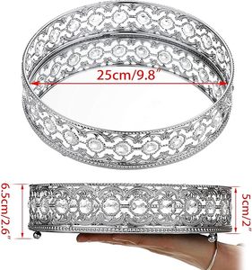 Bandeja de tocador con espejo de Metal dorado, bandeja de almacenamiento decorativa, organizador de maquillaje de joyería de Perfume, venta al por mayor - Product Image 4