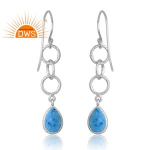 Pendiente de piedras preciosas de turquesa Natural Chapado en paladio de plata de ley de último diseño, joyería de diseño personalizado para mujer, regalo para ella - Product Image 2