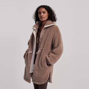 Chaqueta de Sherpa de corteza de pino de cuello alto de moda con cierre de botón a presión perfecta para ropa de invierno informal - Product Image 2