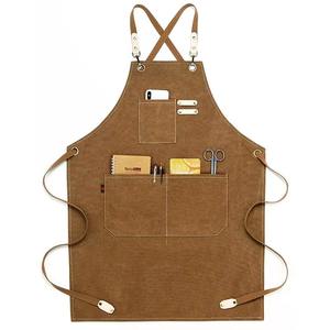 Custom Unisex Canvas Grill <b>Aprons</b> With Pocket Adjustable Durable Bartender <b>Apron</b> <b>Cross</b> <b>Back</b> <b>Apron</b> - Product Image 5